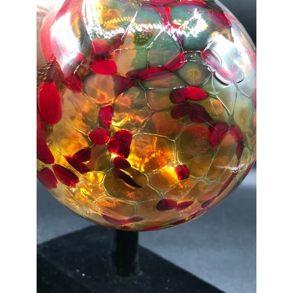 Hand Blown Glass Tear Drop Large Christmas Ornament Outdoor Orb 4.5" Diameter - Picture 6 of 8